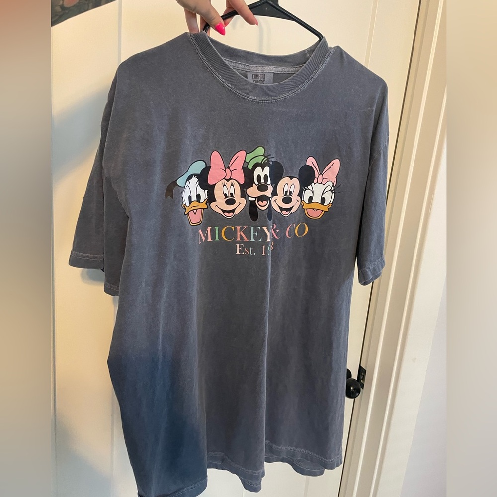 Blue Mickey & Co Disneyland Vintage Wash Pastel and Denim Adult T-Shirt